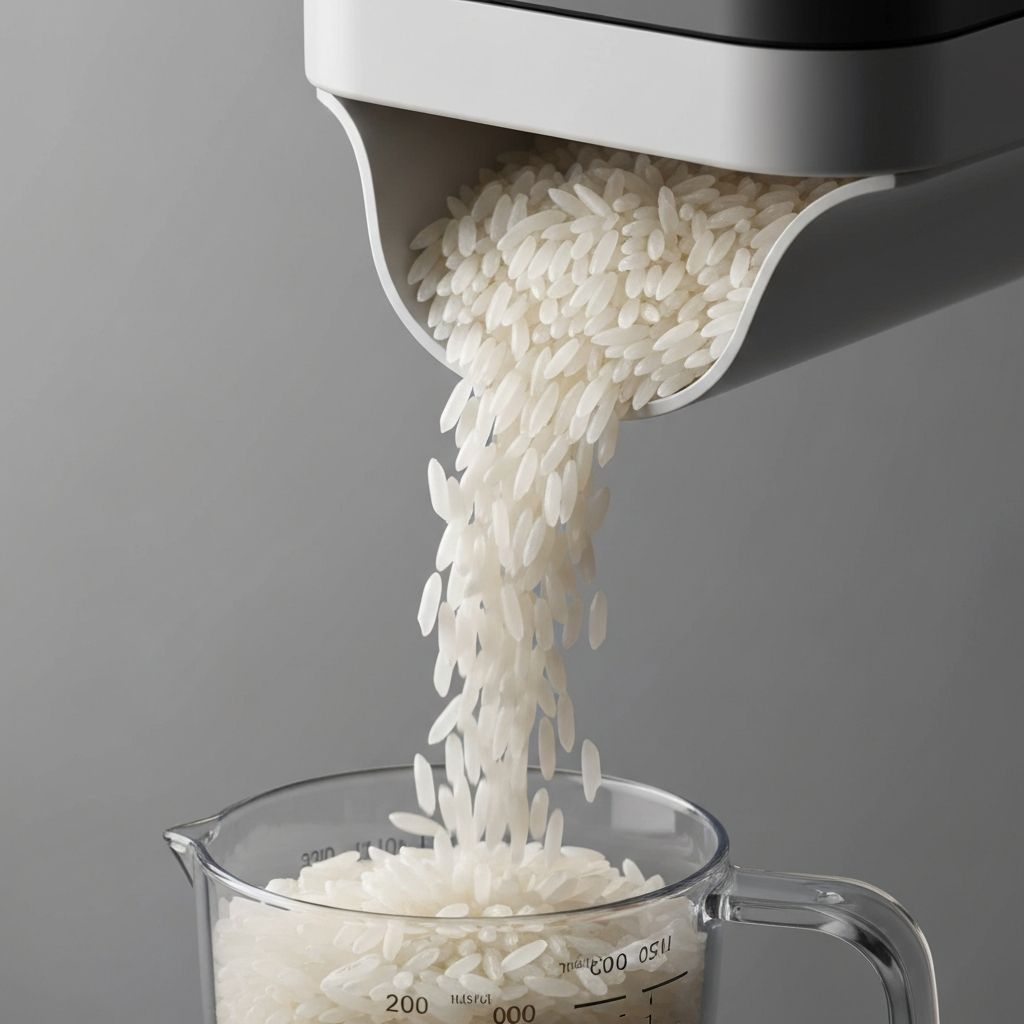 Arroz siendo dispensado